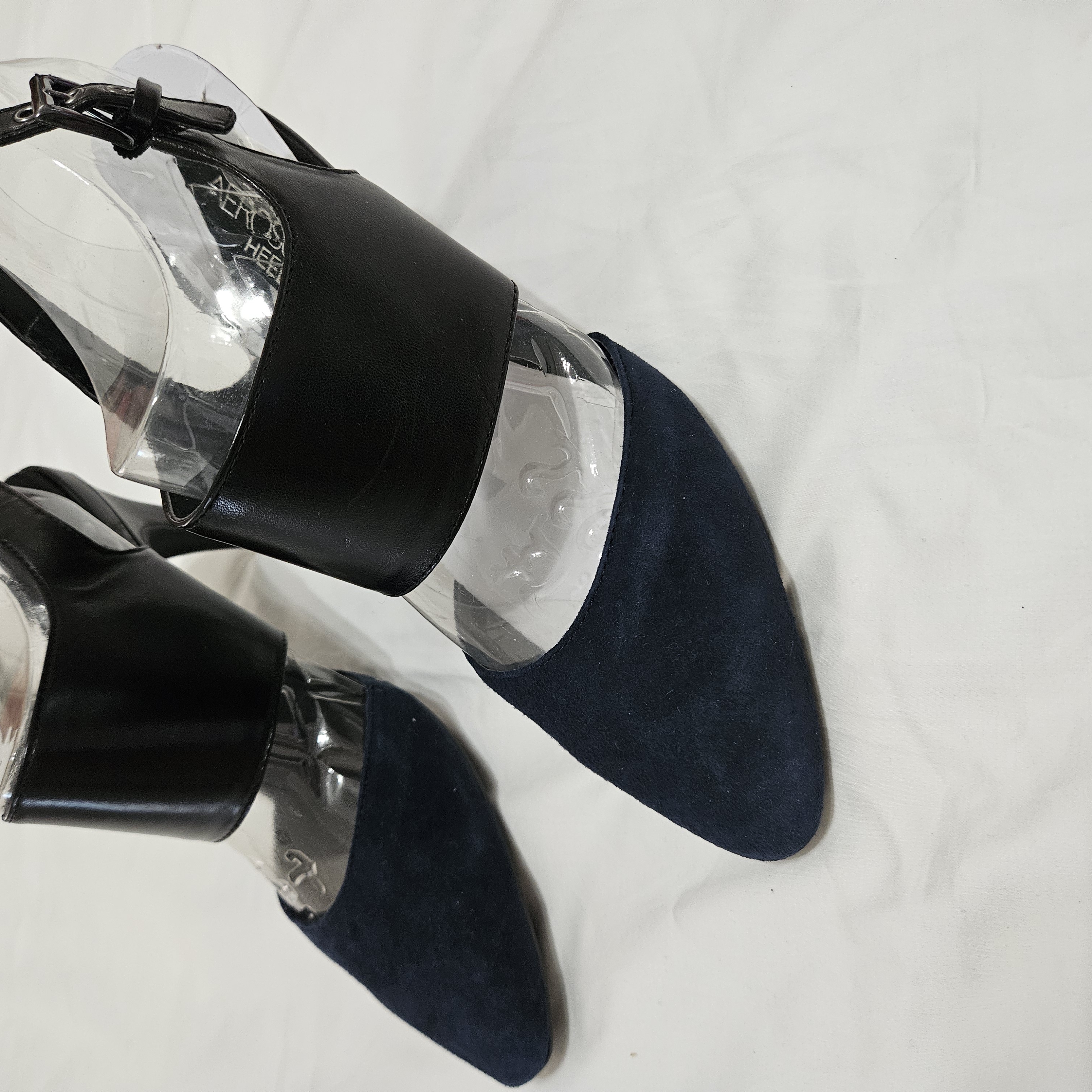 Aerosoles Black And Blue Block Heel Slingbacks